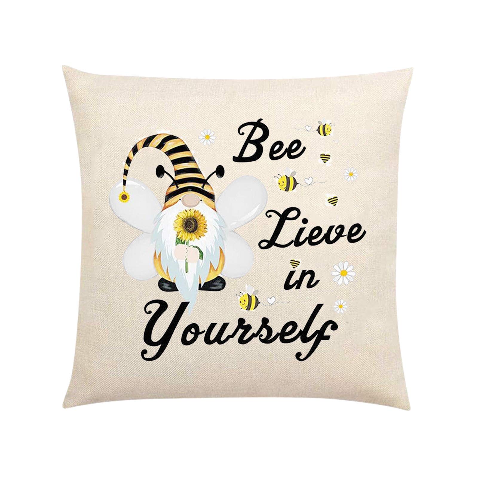 Honeybee Square Pillow Cover - Decorative Cushion Case for Sofa, Couch, Bedroom - Soft & Stylish Home Decor - Perfect for Living Room, Nursery, or Dorm