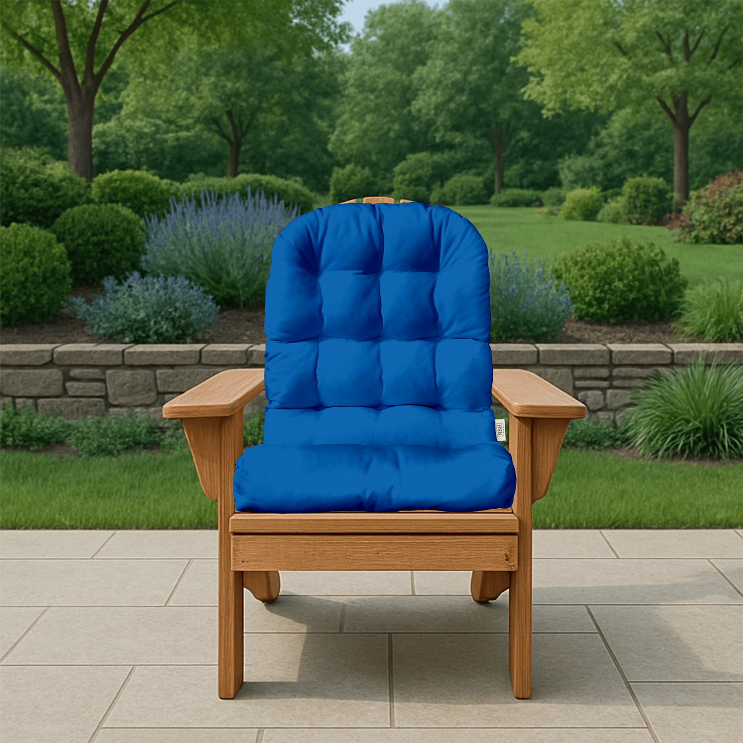 Premium Sunbrella Canvas Blues Tufted Adirondack Chair Cushion - Waterproof & UV-Resistant Outdoor Furniture Cushion for Patio, Deck, Poolside & Garden Use