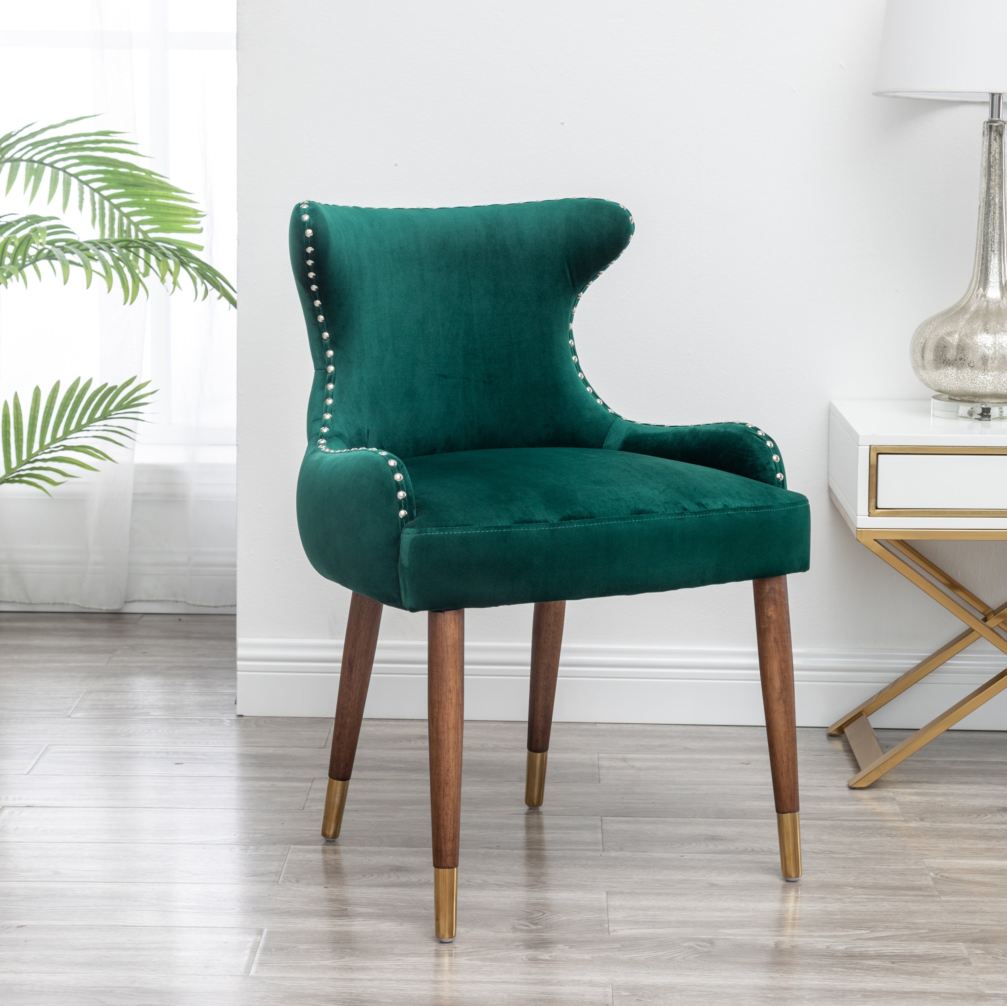 Roundhill Furniture Viking Tufted Button Back Barrel Chair with Nailhead Trim - Stylish Accent Chair for Living Room, Bedroom or Office Decor
