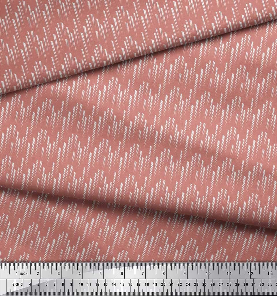 Soimoi Moss Georgette Brown Fabric by The Yard - 42 Inch Wide Diagonal Line Small Pattern Printed Fabric for Dresses, Blouses & Home Decor