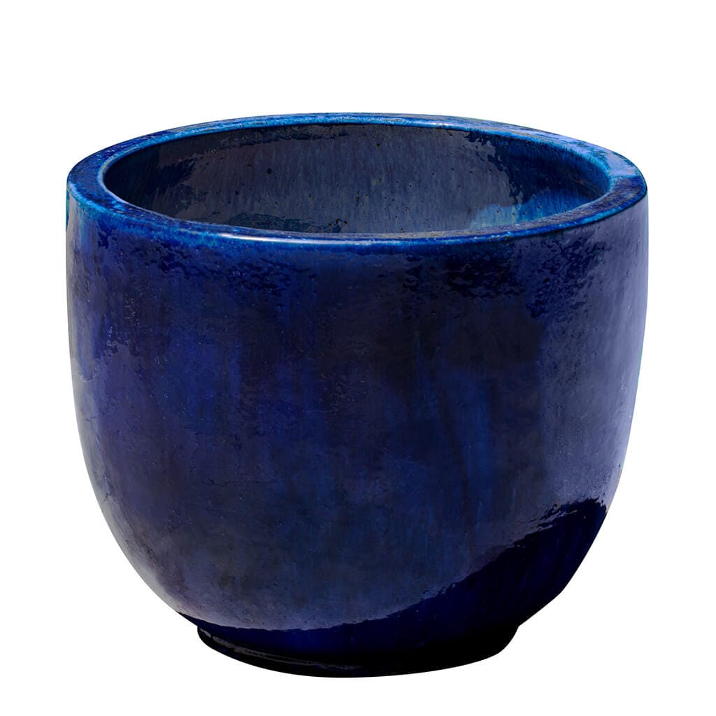 Campania International Sem Medium Planter in Riviera Blue - Ceramic Flower Pot for Indoor & Outdoor Plants, Home & Garden Decor, Patio, Balcony, and Terrace Use