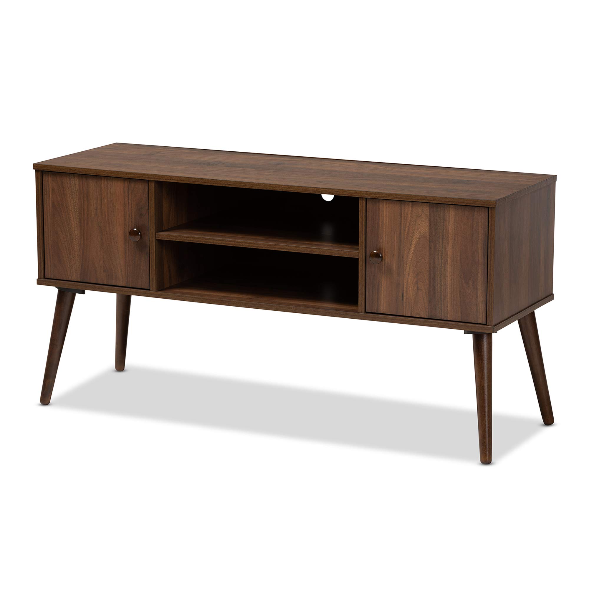 Baxton Studio Modern TV Stand - Walnut Finish, 1 Size - Perfect for Living Room, Bedroom & Home Theater Setup