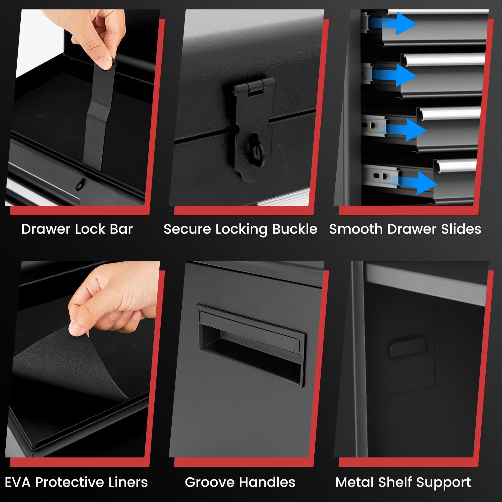 Casart 5-Drawer Rolling Tool Cabinet with Lockable Drawers & Wheels - Heavy Duty Mobile Tool Storage Organizer for Garage, Workshop, and DIY Projects