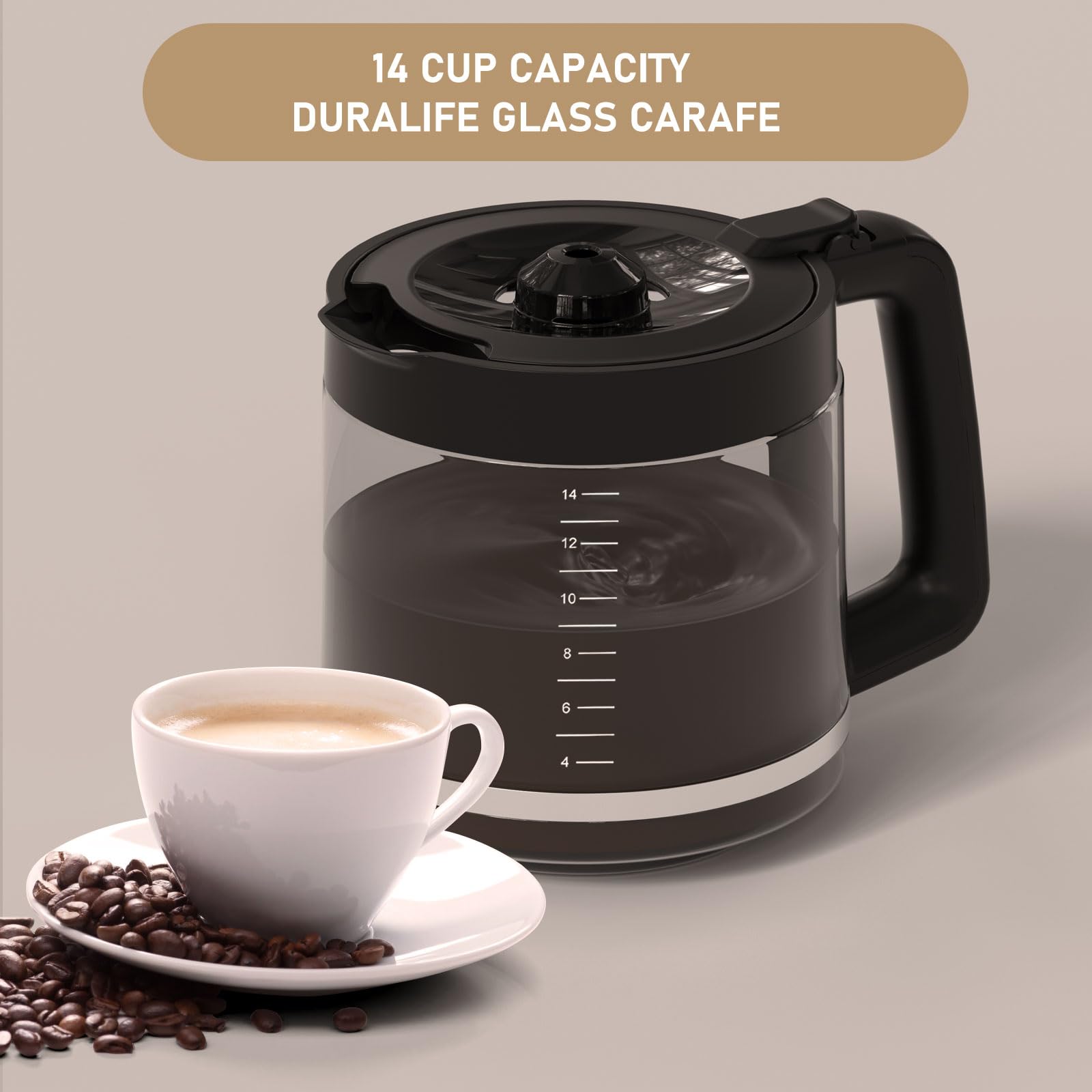14-Cup DCM201 Coffee Maker Carafe Replacement - Compatible with Ninja DCM201, DCM201CP, DCM201BK Programmable XL 14-Cup PRO Coffee Maker - Perfect for Home, Office & Restaurant Use