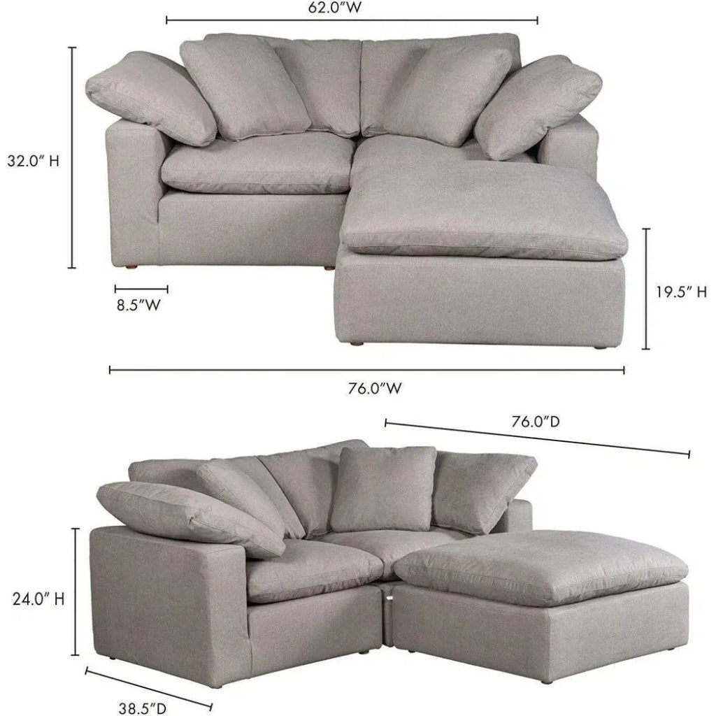 3-Piece Stain-Resistant Condo Grey Modular Sectional Sofa Set for Small Spaces - Perfect for Apartments, Condos, and Cozy Living Rooms