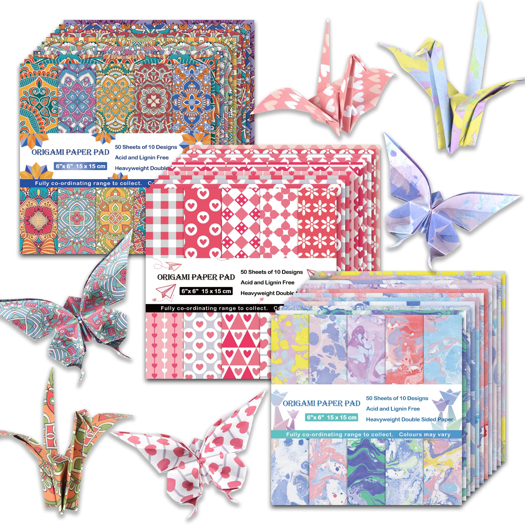 Premium 6x6 Inch Origami Paper - 70GSM, 150 Sheets, 30 Double-Sided Designs for Scrapbooking, Card Making & DIY Crafts - Vibrant Bohemian Pattern Decorative Paper for Origami, Gift Wrapping & Home Decor