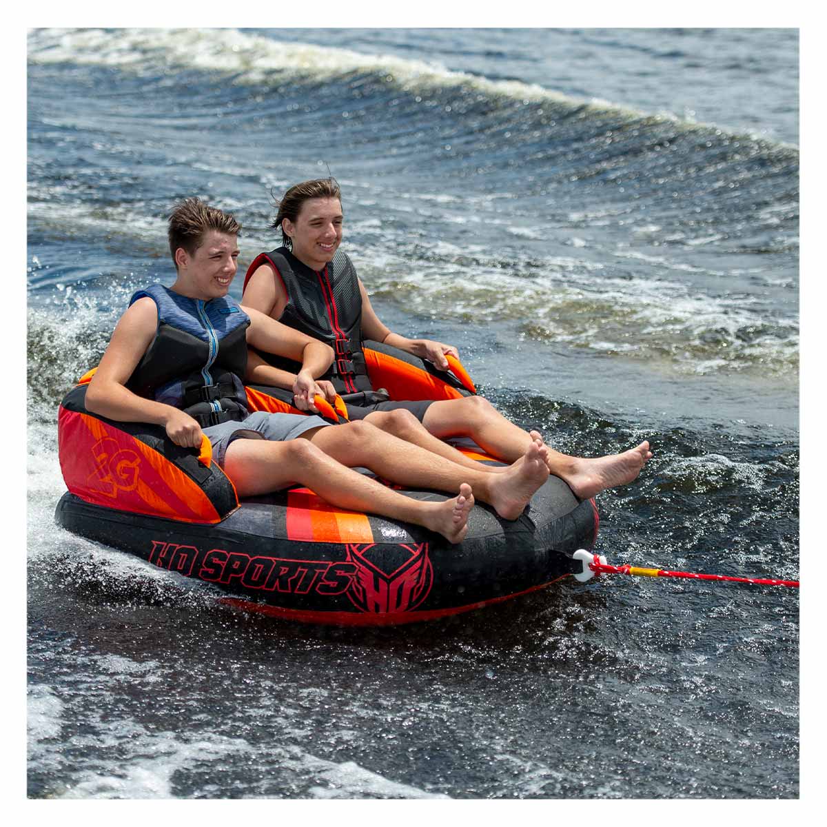 HO Sports 2G Towable Tube for 2 Riders - Heavy Duty Inflatable Water Tube for Boating, Lakes & Beach Fun - Perfect for Summer Water Sports & Family Adventures