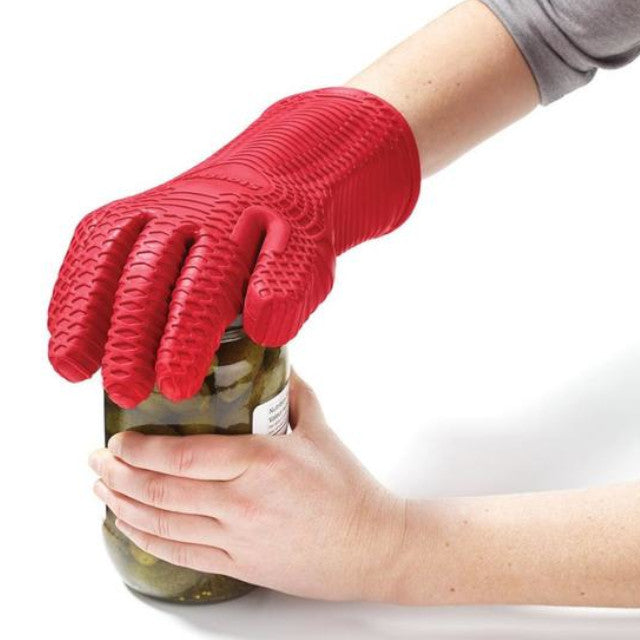 STARFRIT 5-Finger Silicone Oven Mitt & Kitchen Glove - Heat Resistant Up to 500°F - Perfect for Baking, Grilling, and Cooking - Non-Slip Grip for Safe Handling