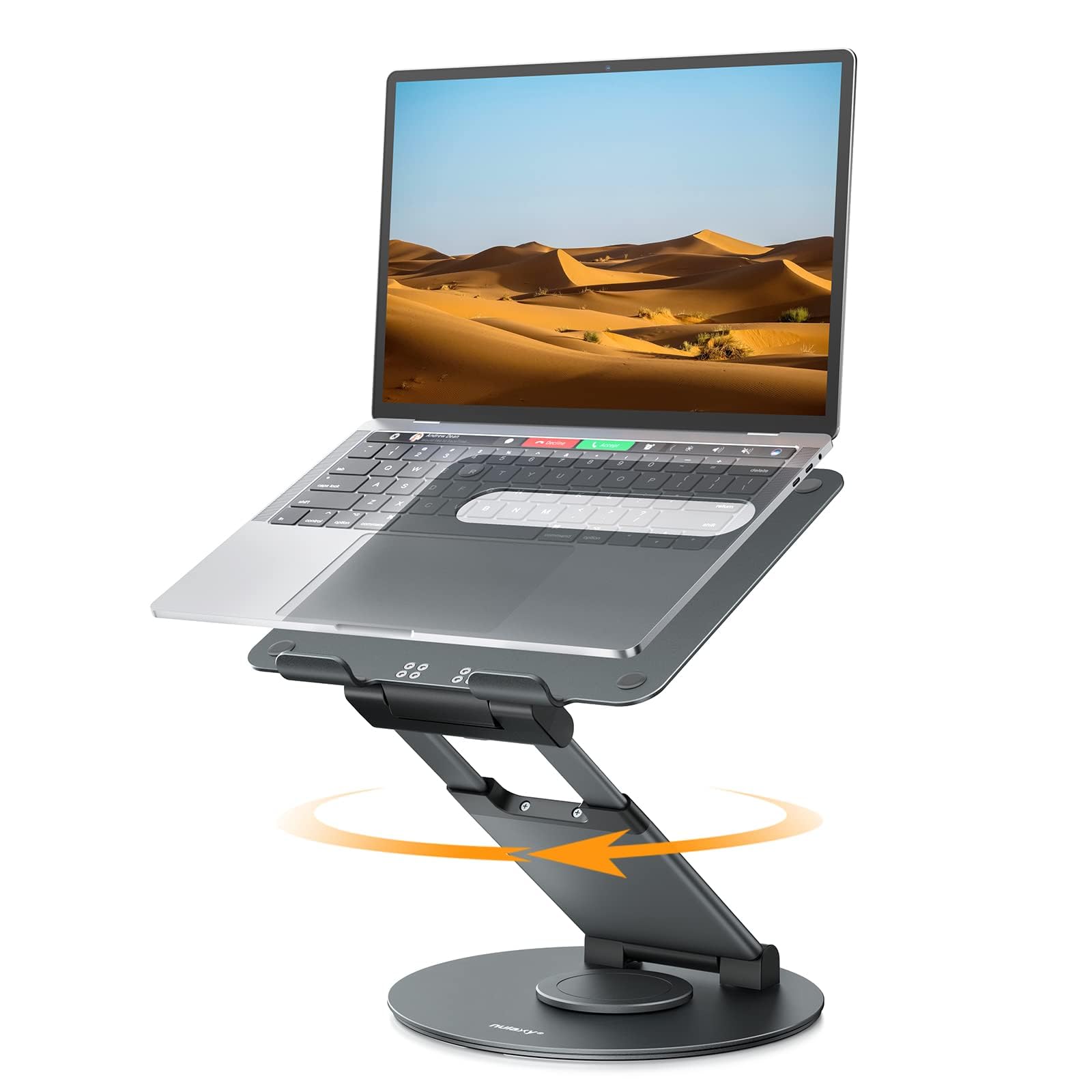 Nulaxy Adjustable Laptop Stand for Desk - 360° Rotating & Telescopic Ergonomic Riser with Swivel Base, Fits 10-17 Inch Laptops (MacBook, Dell, HP) - Perfect for Home Office, Gaming & Workstation Setup (Gray)