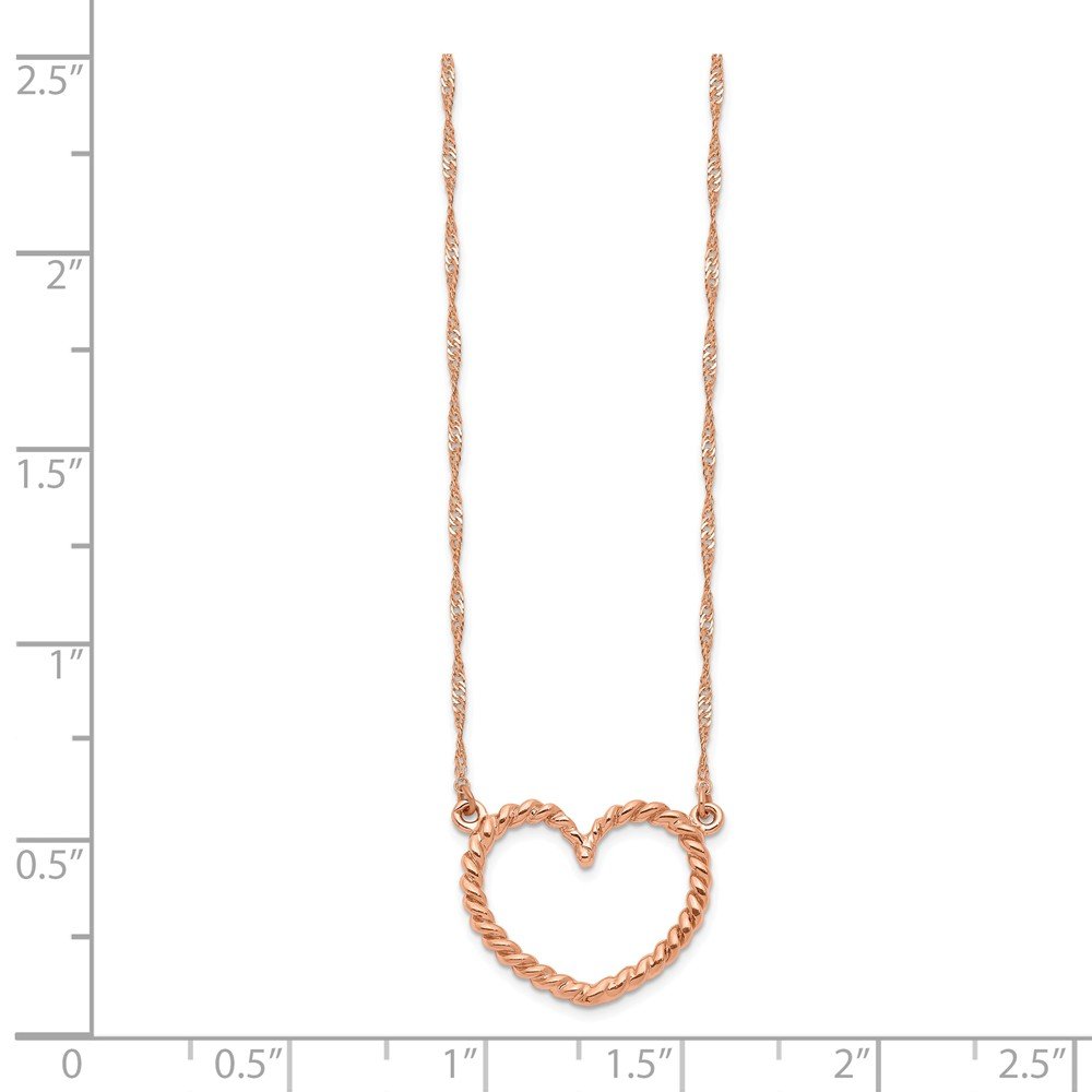 14K Rose Gold Heart Necklace for Women - Polished & Textured Pendant, Dainty Jewelry Gift for Valentine's Day, Anniversary or Birthday - Perfect for Romantic Dates & Special Occasions