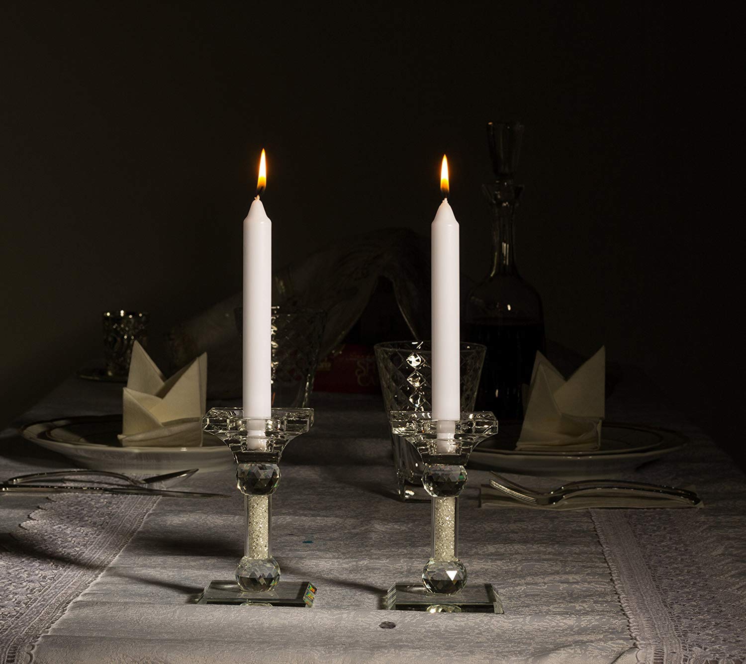 Shabbos Candles Extra Long - 5-Hour Burn, 36-Pack White Tapers for Shabbat & Dinner