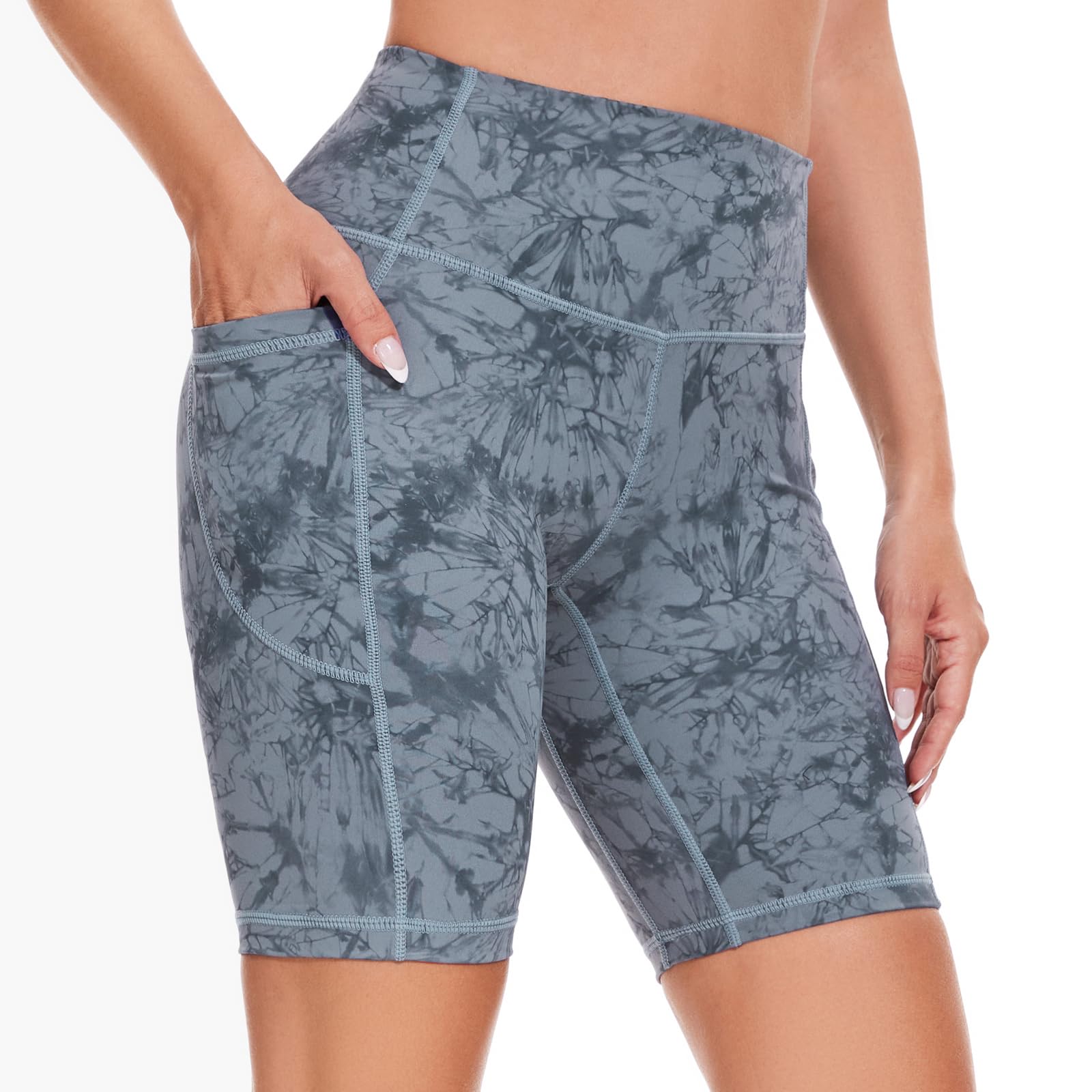 iniber Women's High Waist Biker Shorts with Pockets - Spandex Workout Yoga Athletic Shorts for Running, Cycling & Gym - Perfect for Fitness, Lounge & Outdoor Activities