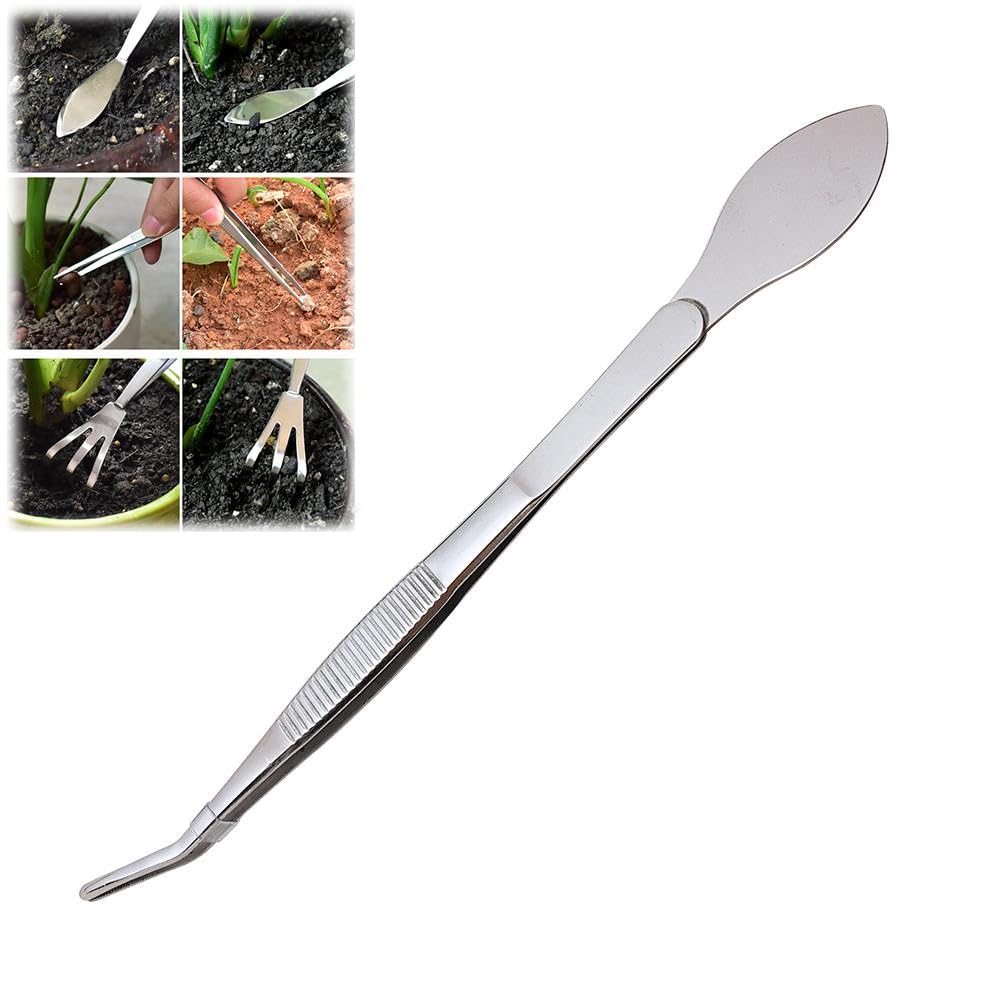 Bonsai Tweezers 2-in-1 Root Rake & Scraper - Mini Gardening Tools for Aquascaping & Plant Care