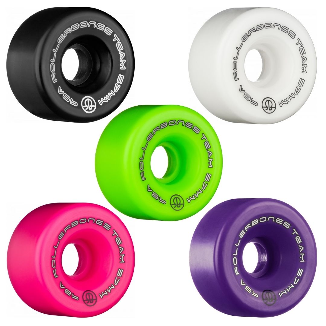 Rollerbones Team Logo Skateboard Wheels 57mm 98a Durometer 8-Pack - Perfect for Street Skating and Park Riding