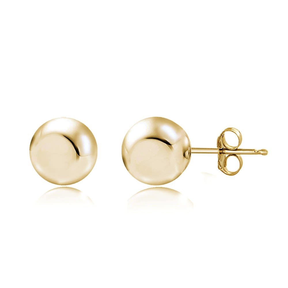 Silver Polished Bead Stud Earrings for Women - Minimalist Elegant Jewelry for Everyday Wear, Parties & Gifts