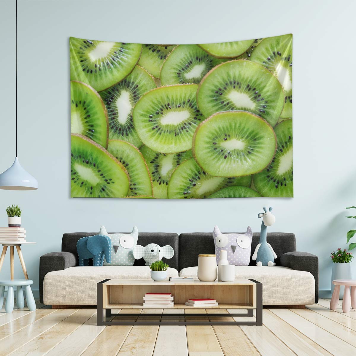 Green Kiwi Fruit Tapestry Wall Hanging - Large 80x60 Inch Trippy Bedroom Decor, Bohemian Room Tapestry for Living Room, Dorm, or Yoga Studio | Unique Hippie Home Decoration