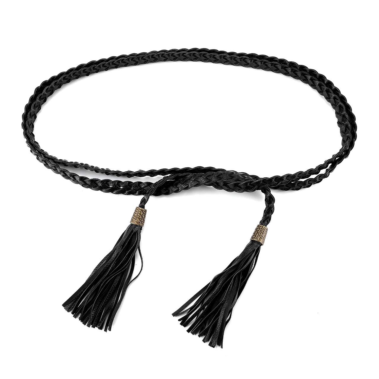 Ayliss Women's Tassel Braided Waist Belt - Skinny Woven Belt for Dresses & Skirts | Stylish Accessory for Casual Outfits, Office Wear & Special Occasions