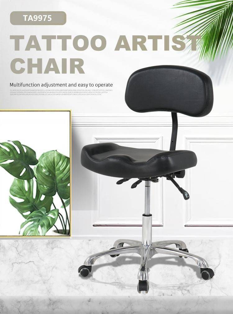 Ergonomic Tattoo Artist Chair with Adjustable Backrest TA9975 - Professional Tattoo Studio Stool for Comfortable Long Sessions