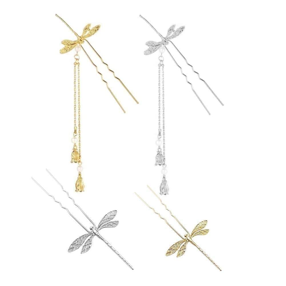 Vintage Dragonfly Hairpin - Chinese Style Tassel Hair Accessories for Bridal, Wedding & Special Occasions | Elegant Hair Stick Headdress for Women | Perfect for Brides, Dancers & Costume Parties