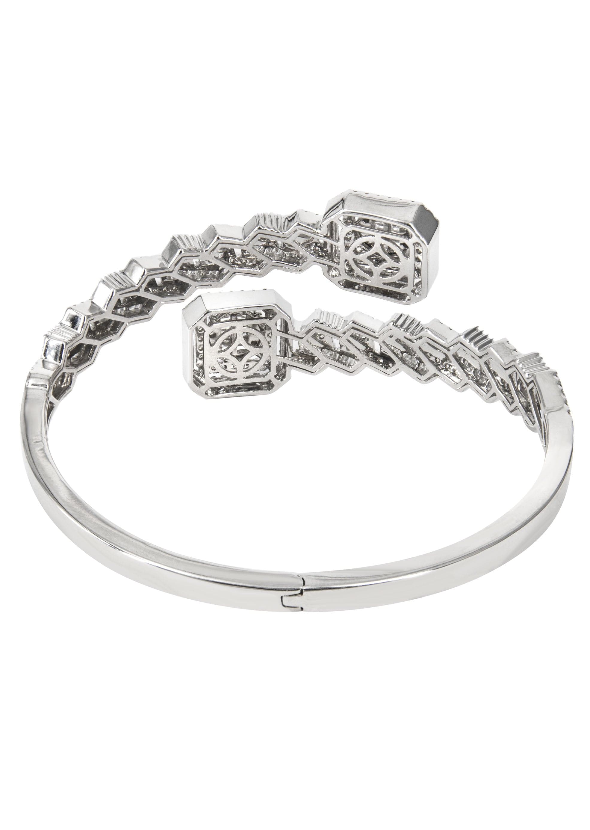 14K White Gold Baguette Diamond Bangle Bracelet - 36.35g (4.8 Carats) | Elegant Tennis Bracelet for Women | Perfect for Weddings, Anniversaries & Special Occasions
