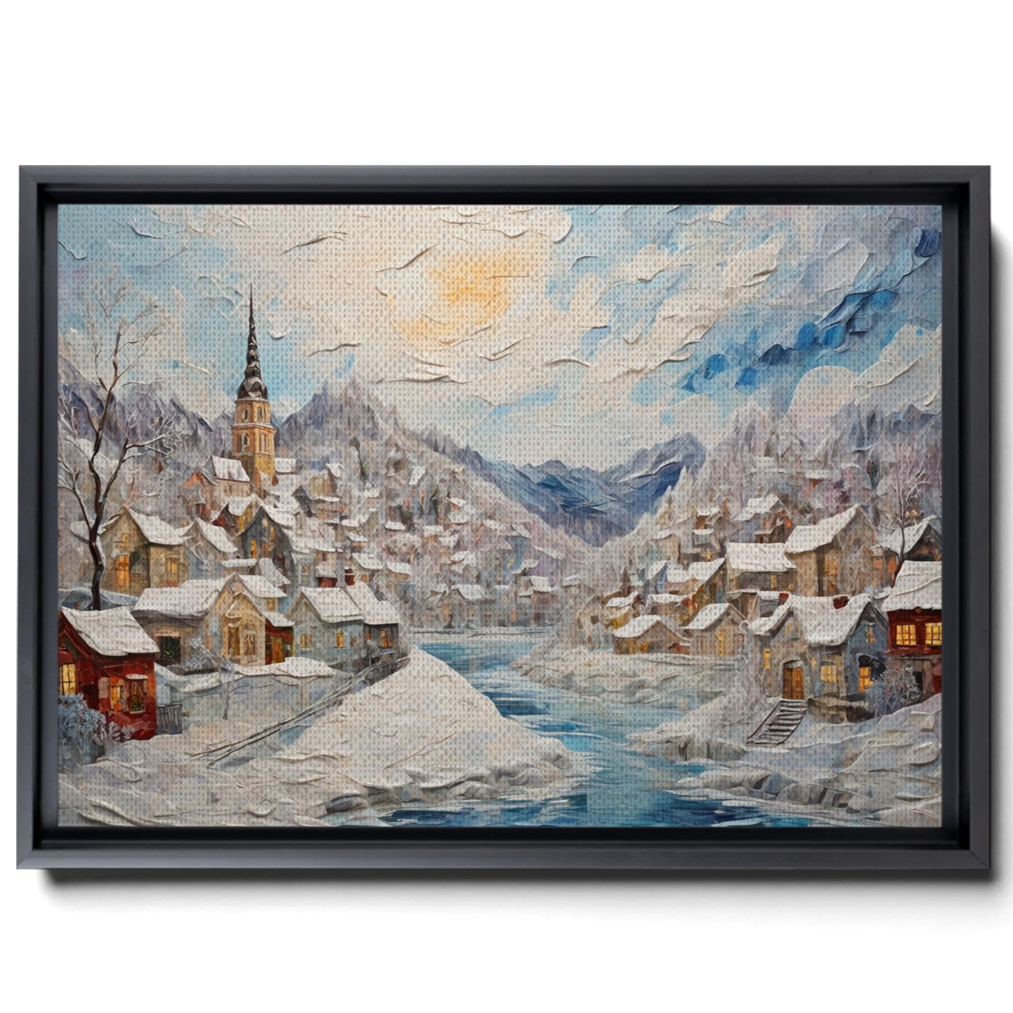Vintage Winter Landscape Canvas Wall Art Print - Christmas Snow Scene Holiday Décor for Home, Nature Wall Art, Perfect for Living Room, Bedroom & Office Decor