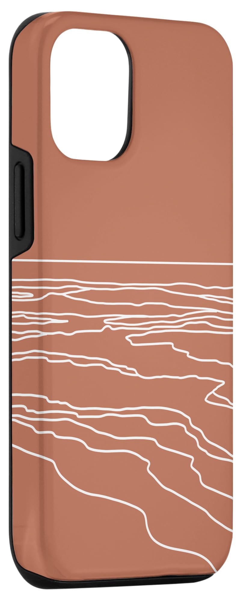 iPhone 12/12 Pro Case - Modern Boho Terracotta with Beach Waves Ocean Abstract Line Art Design | Trendy Protective Cover for Daily Use, Travel & Outdoor Activities