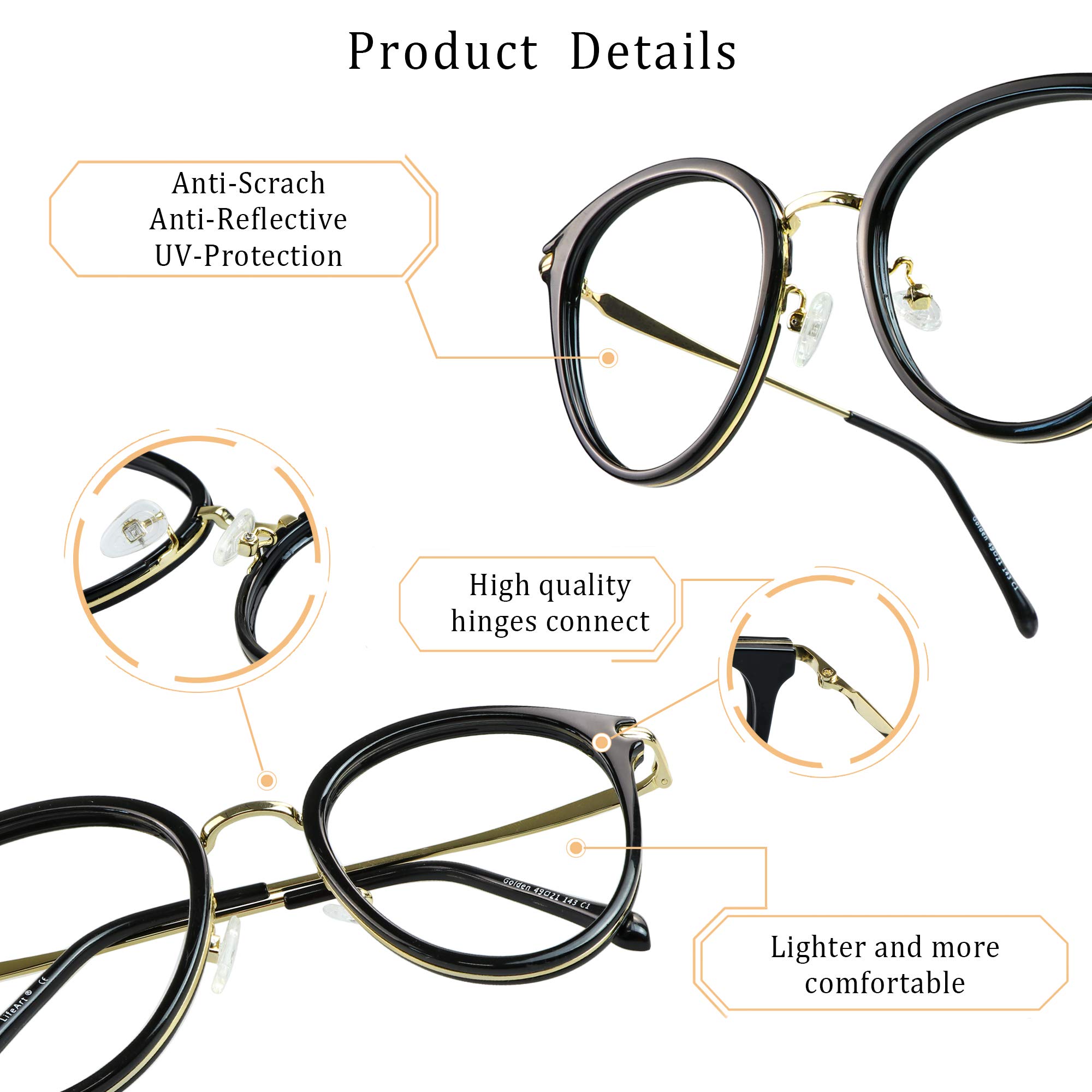 LifeArt Blue Light Blocking Glasses - Anti Glare Computer Glasses for Women & Men - Reduce Eye Strain for Gaming, Reading & Watching TV - Perfect for Office, Home & Digital Screen Use