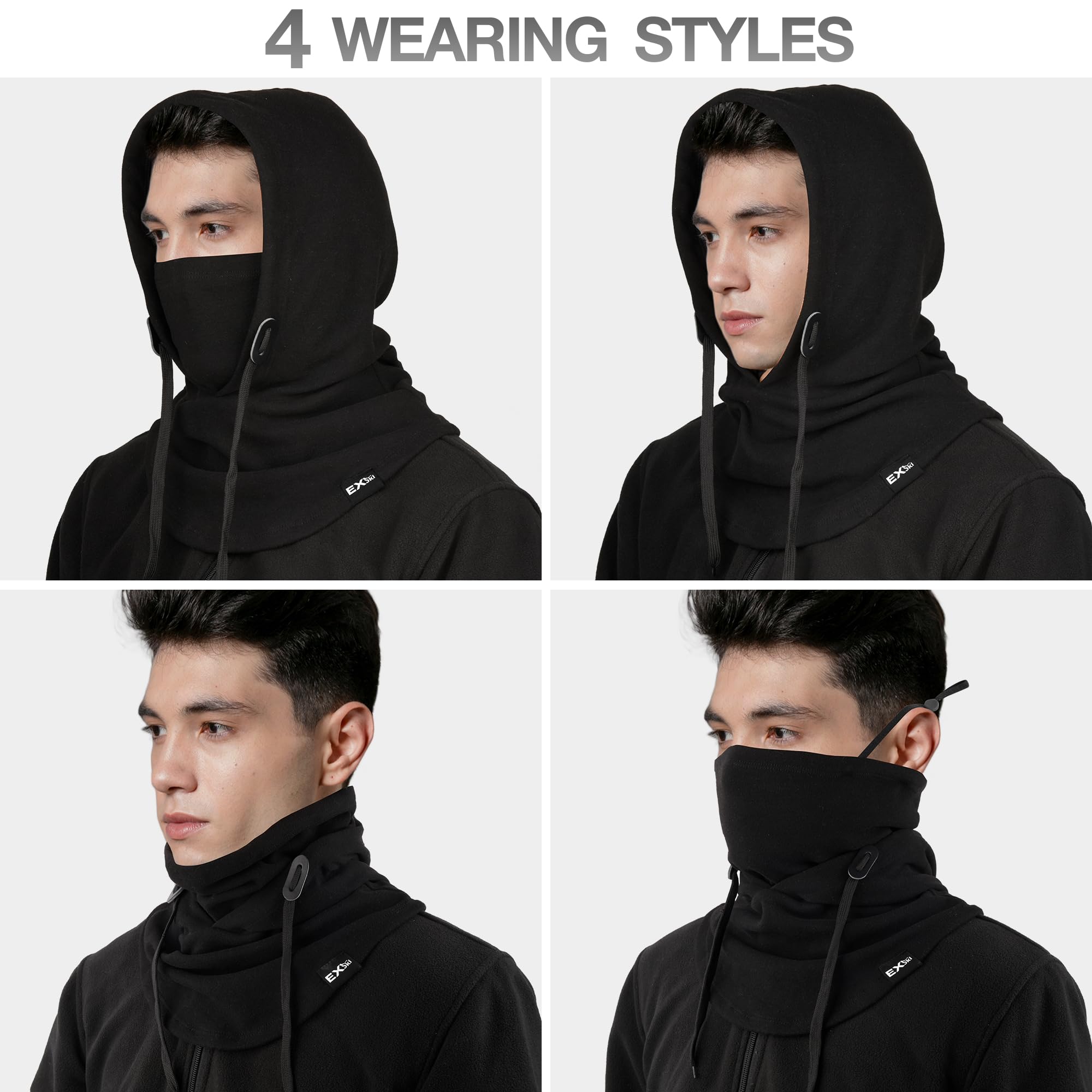 Balaclava Face Mask for Men & Women - 4-in-1 Warm Winter Ski Mask & Neck Warmer - Cold Weather Protection for Skiing, Cycling, Motorcycling & Outdoor Activities