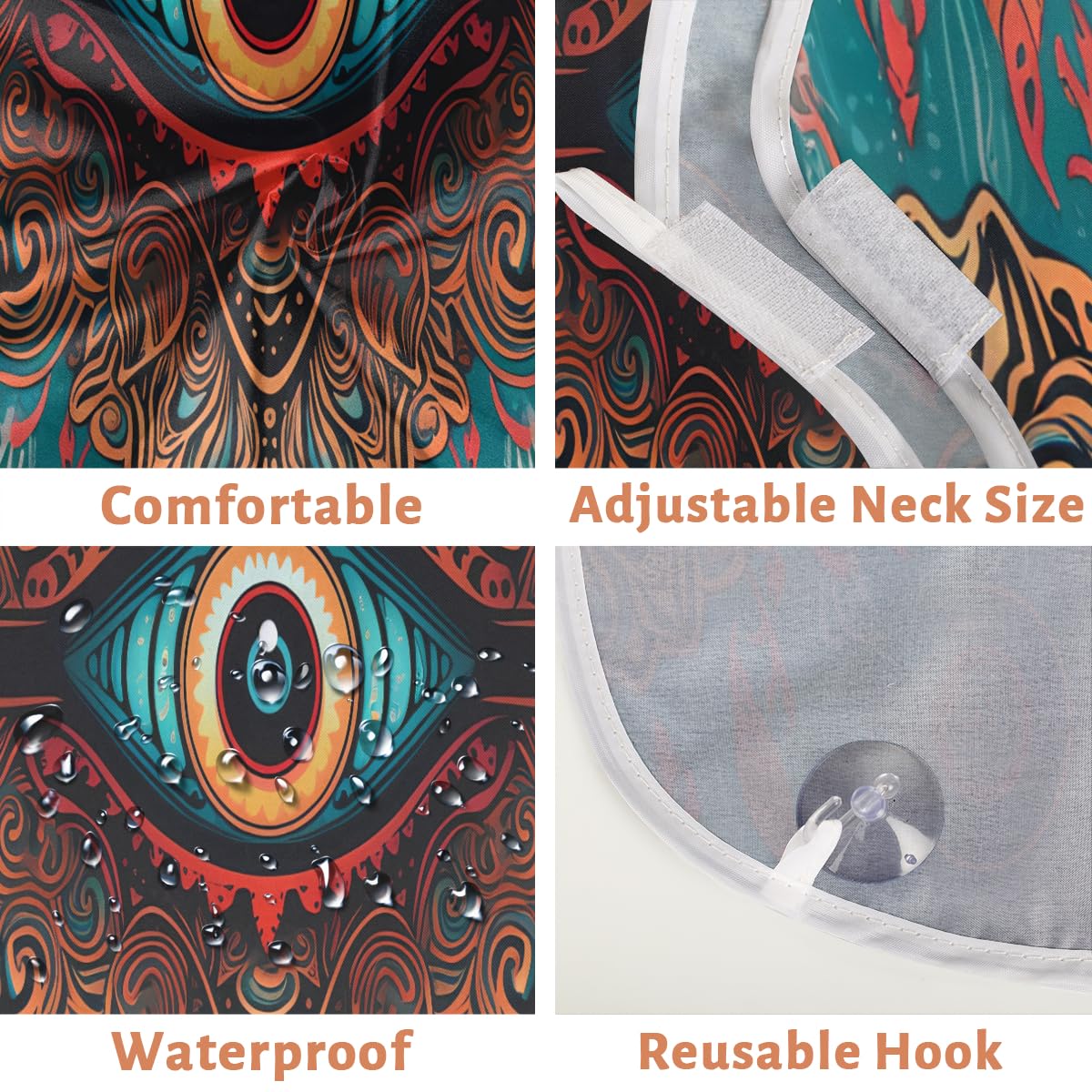 Retro Eye Tribe Pattern Beard Shaving Bib for Men - Waterproof Barber Apron for Hair Dye & Makeup - Artist Cape for Hair Cutting - Sink Hair Catcher & Beard Trimming Tool - Perfect Gift for Barbers & Stylists (Great for Salon, Home Grooming & Professional Use)