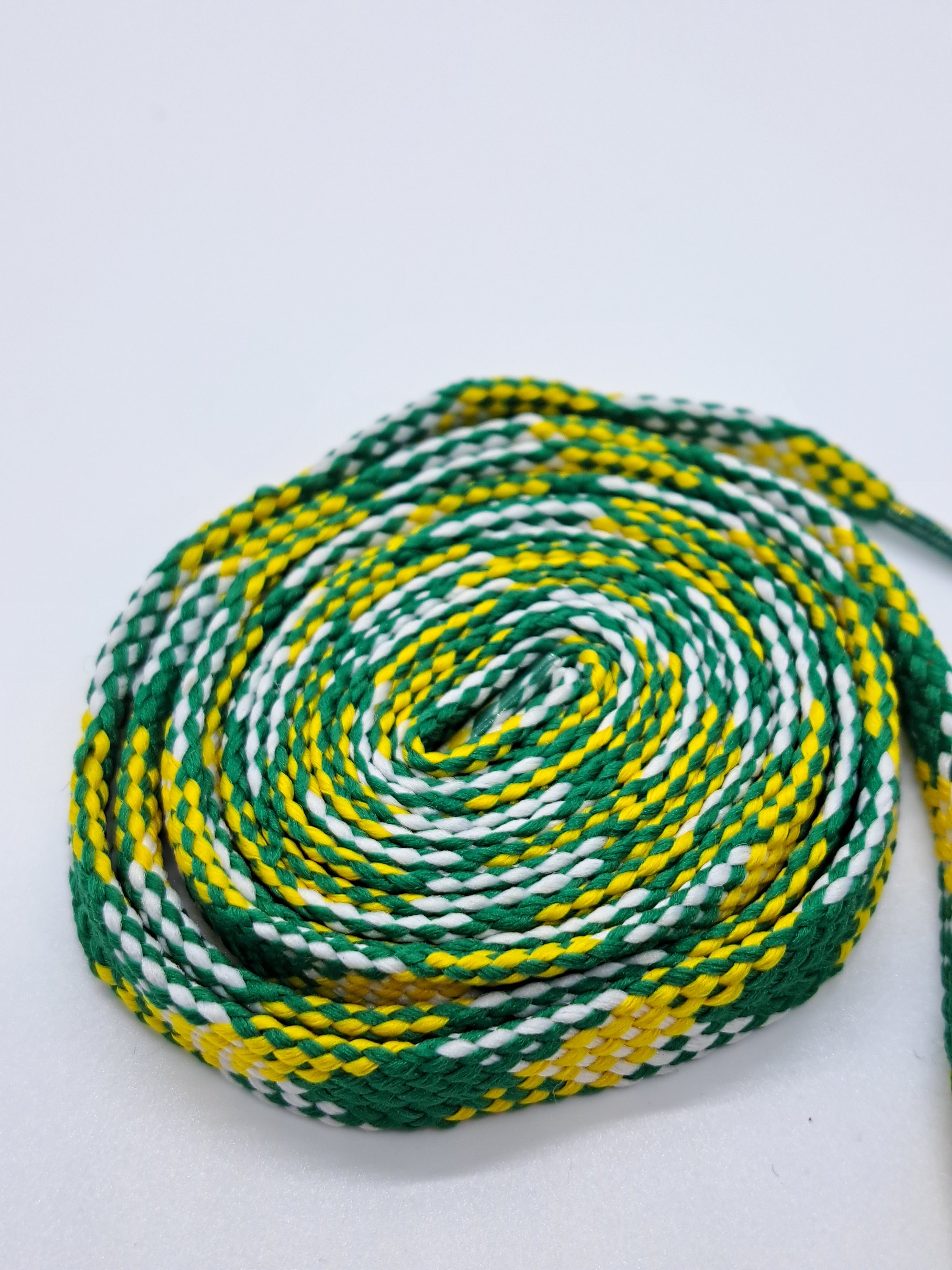 Flat Plaid Shoelaces - Gold, Green & White Cotton Laces for Sneakers, Boots & Casual Shoes | Perfect for Dress Shoes, Loafers & Everyday Wear