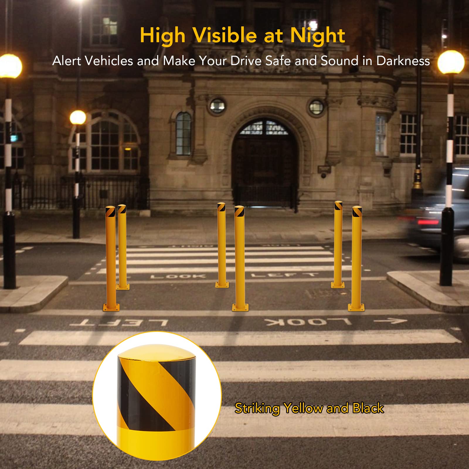 Yellow Safety Bollards 6-Pack - 48