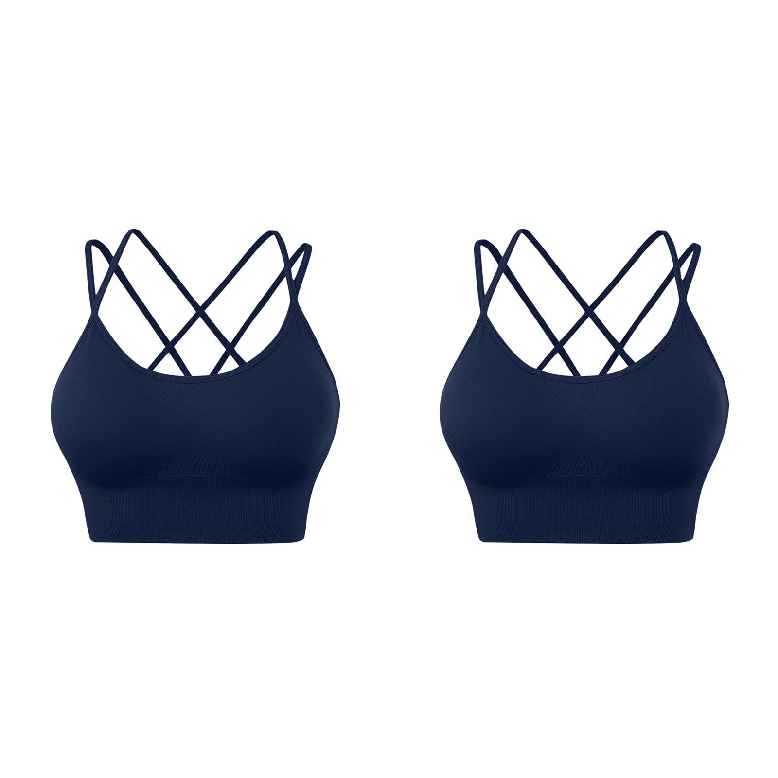 Women's Cross Back Sports Bras 2-Pack - Padded Yoga Bras for Workout & Fitness | Low Impact Gym & Yoga Wear