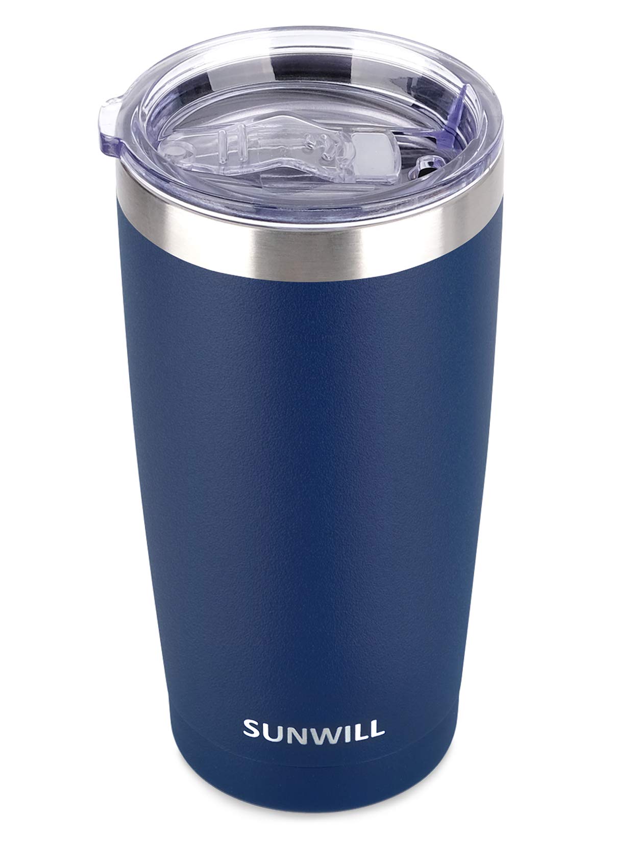 SUNWILL 20 oz Insulated Stainless Steel Travel Coffee Tumbler with Lid - Powder Coated Navy - Perfect for Outdoor Activities, Camping & Commuting