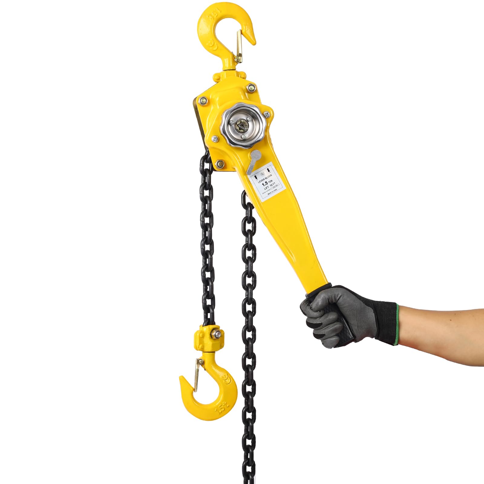 3 Ton Lever Chain Hoist (6600LBS Capacity) - 20FT Heavy Duty Ratchet Lift Puller with Ergonomic Rubber Handle & Safety Hooks - Perfect for Construction, Warehouse, Automotive Repair and Industrial Lifting Operations