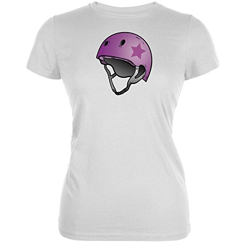 Pop Star Roller Derby Helmet White Juniors Soft T-Shirt - Comfortable & Stylish for Skating, Roller Derby, and Outdoor Sports Activities