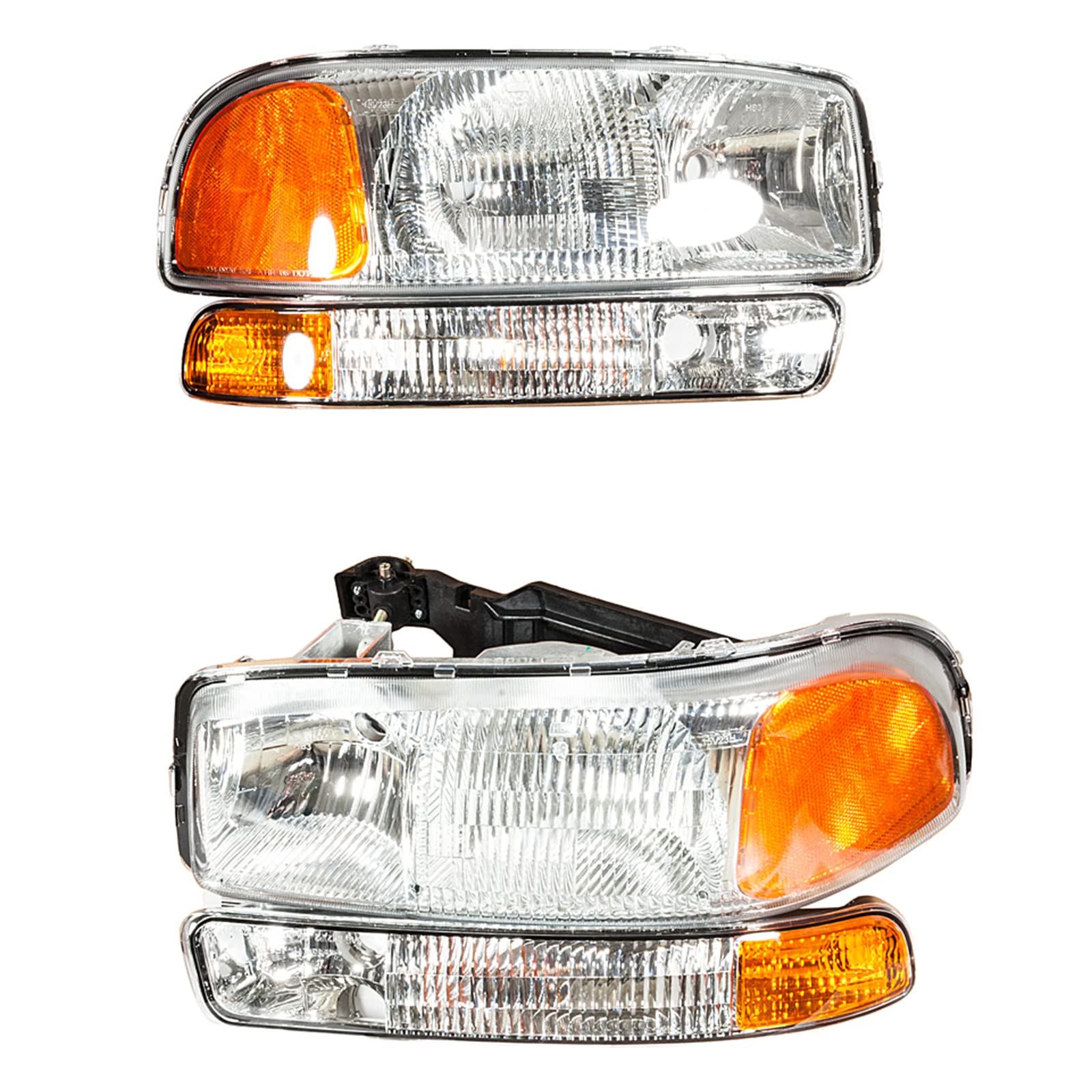 4Pcs GMC Sierra Headlights & Bumper Lamps 1999-2006 for Off-Road & Night Driving