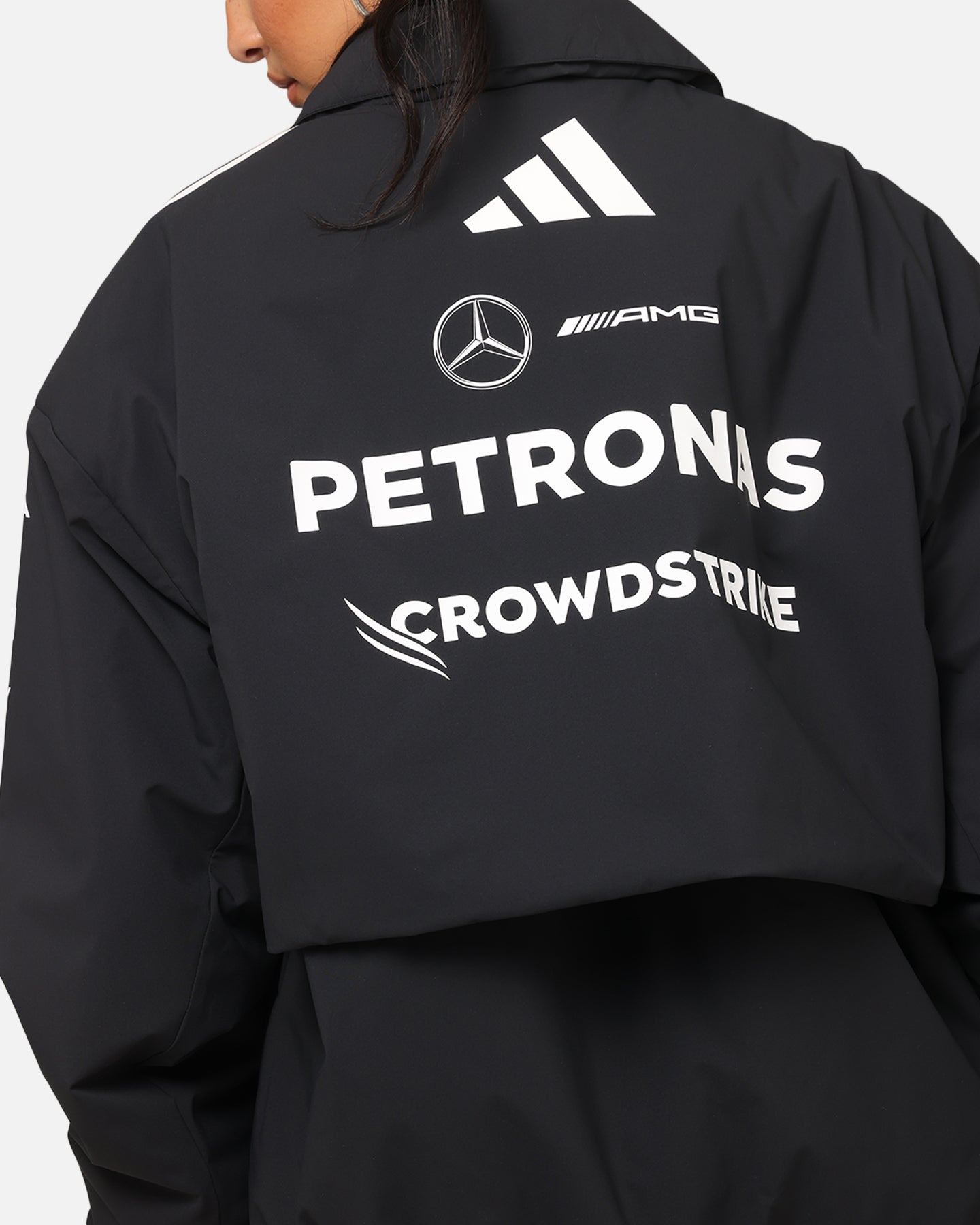 Adidas x Mercedes AMG PETRONAS F1 2025 Team Jacket - Black & White Racing Windbreaker for Men & Women - Perfect for Formula One Fans, Motorsport Events & Casual Streetwear