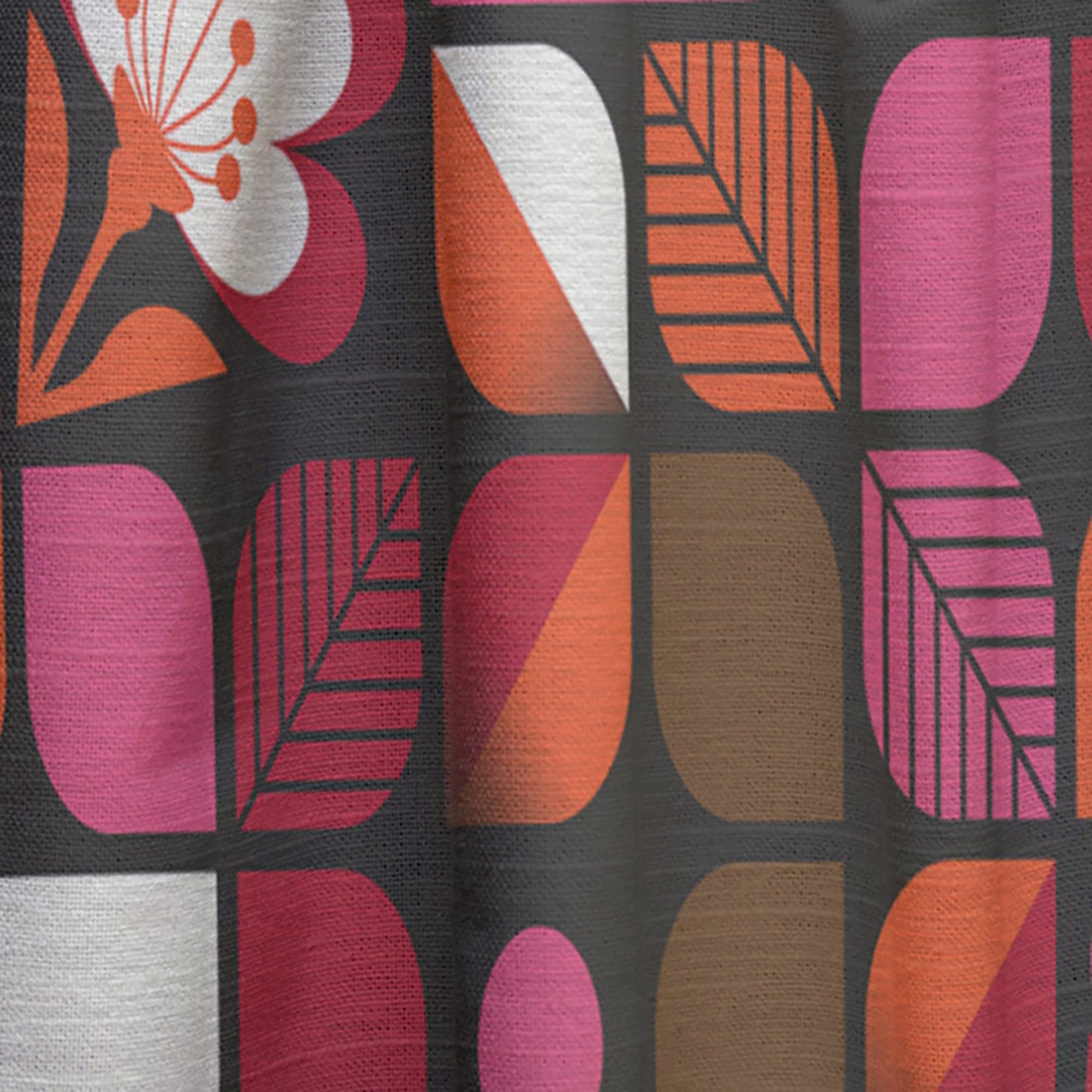 DesignQ Geometric Retro Floral Print Curtains - Thermal Insulated Single Panel Window Drapes 52x108 Inches for Bedroom & Living Room - Perfect for Home Decor & Light Blocking