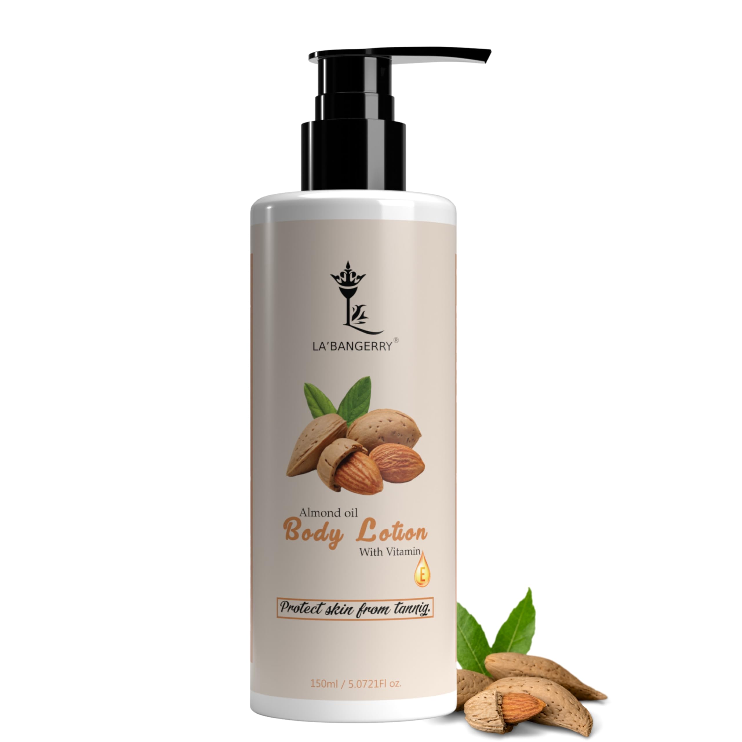 LABANGERRY Almond Body Lotion with Vitamin E & 2X Almond Oil | 48 Hour Deep Moisturizing Cream for Very Dry Skin | Smooth & Healthy Looking Skin | 150ml | Perfect for Winter Care & Daily Hydration