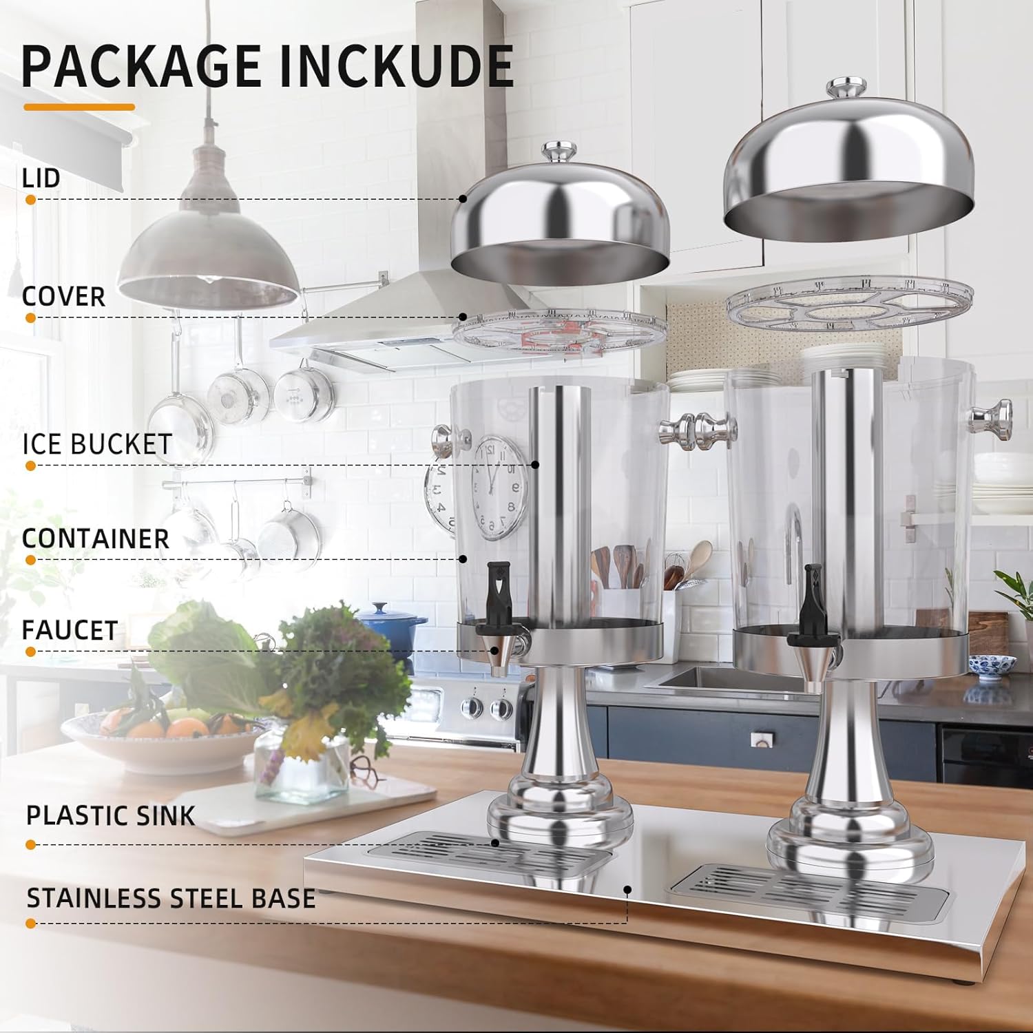 16L Commercial Stainless Steel Juice Dispenser for Restaurants & Buffets - Gold Drink Container for Parties, Catering & Events