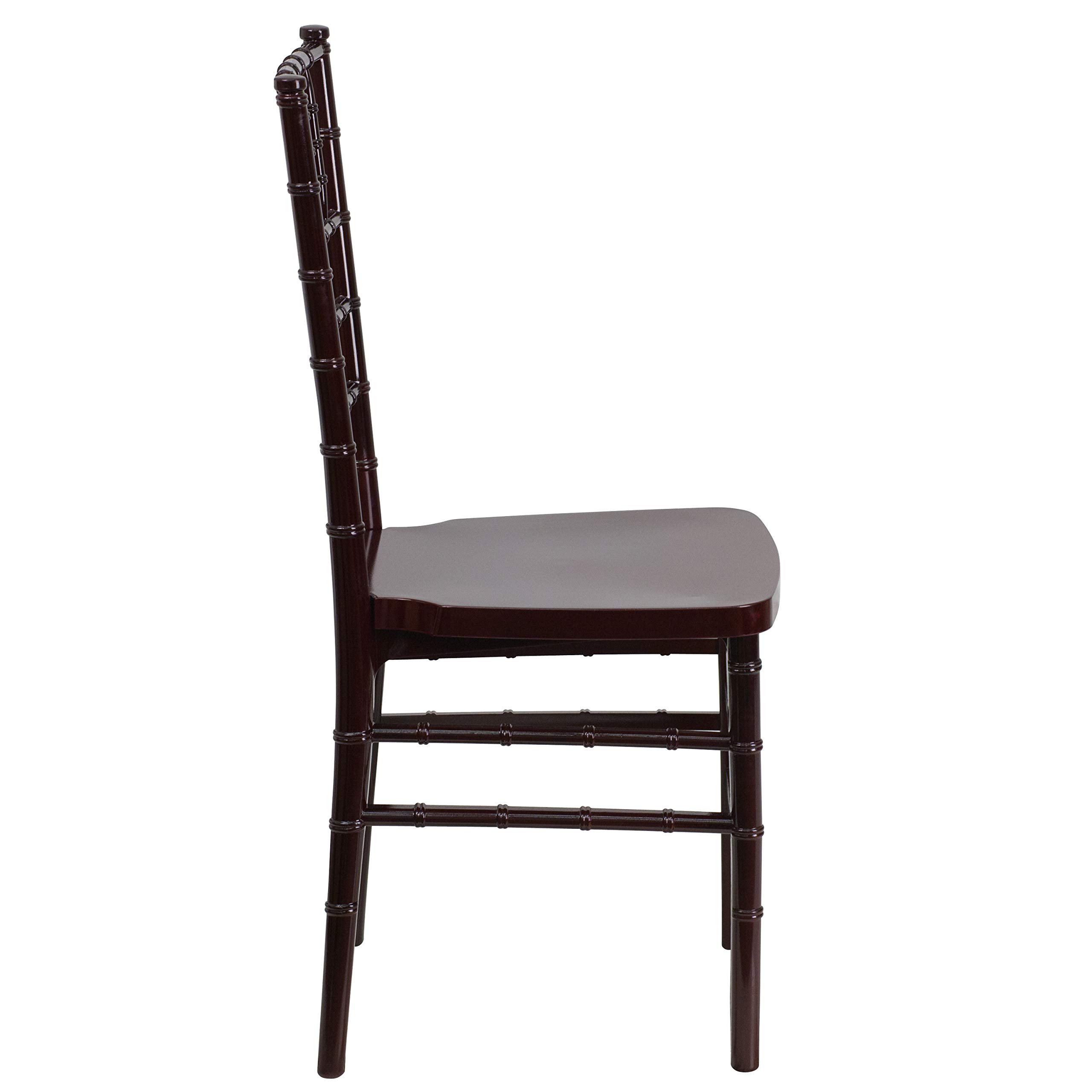 EMMA + OLIVER 2 Pack Mahogany Resin Stackable Chiavari Chairs - Elegant Banquet, Wedding & Event Furniture for Indoor/Outdoor Parties, Receptions & Dining Areas