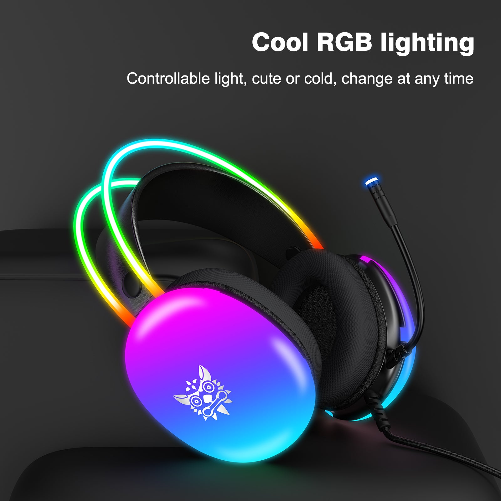 ONIKUMA X25 RGB Gaming Headset with Noise Cancelling Mic - 7.1 Surround Sound for PC, PS4, PS5, Xbox - Comfortable Over-Ear Headphones for Gaming, Streaming & Music (Perfect for Esports & Late-Night Gaming)
