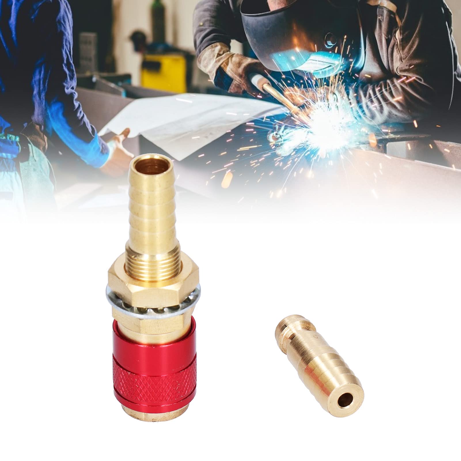 Brass M10 Quick Connector for TIG Welding Torch - Red
