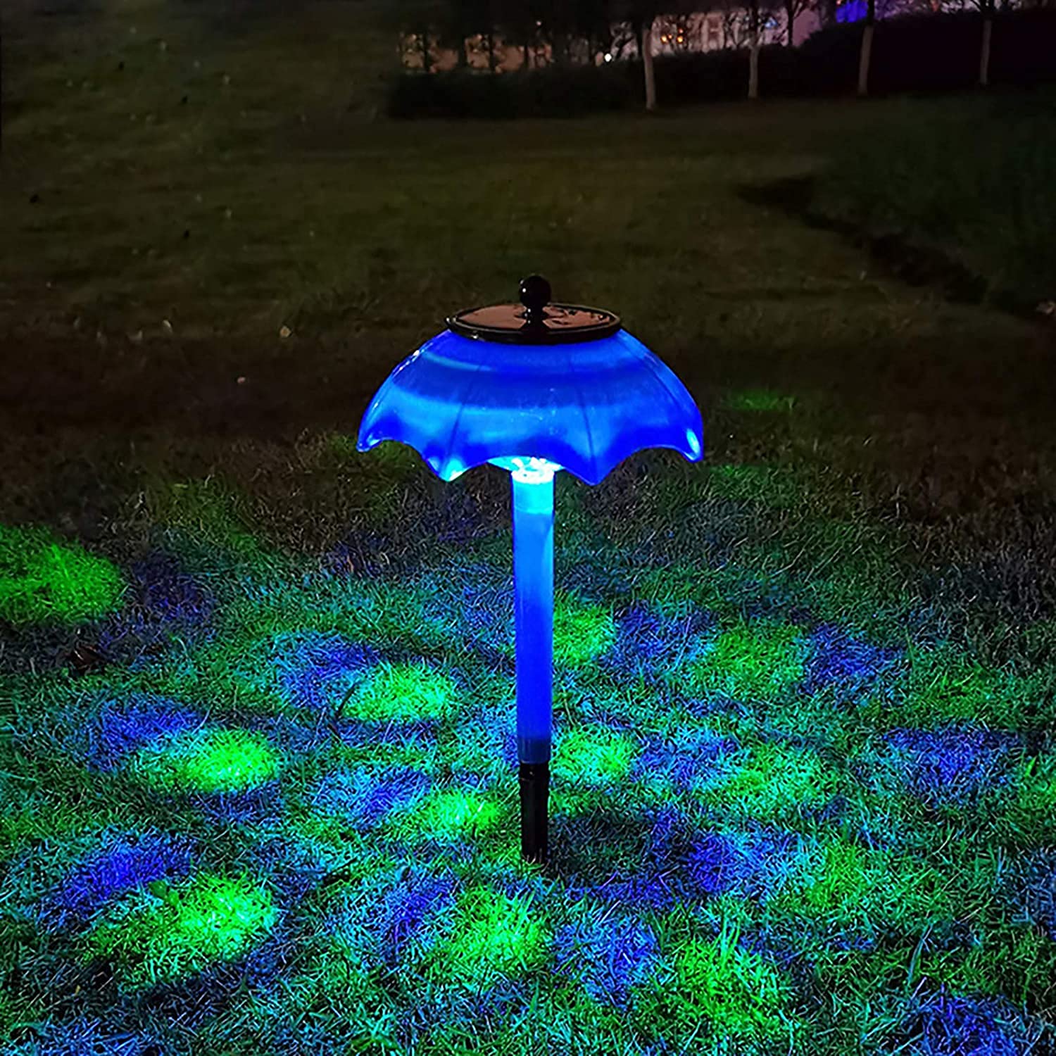 KOSHSH 2 Pack Solar Garden Lights - LED Colorful Umbrella Lamp, Waterproof Outdoor Solar Stake Lights for Yard, Patio, Pathway Decoration (Blue) | Perfect for Landscape Lighting, Backyard Ambiance & Garden Art