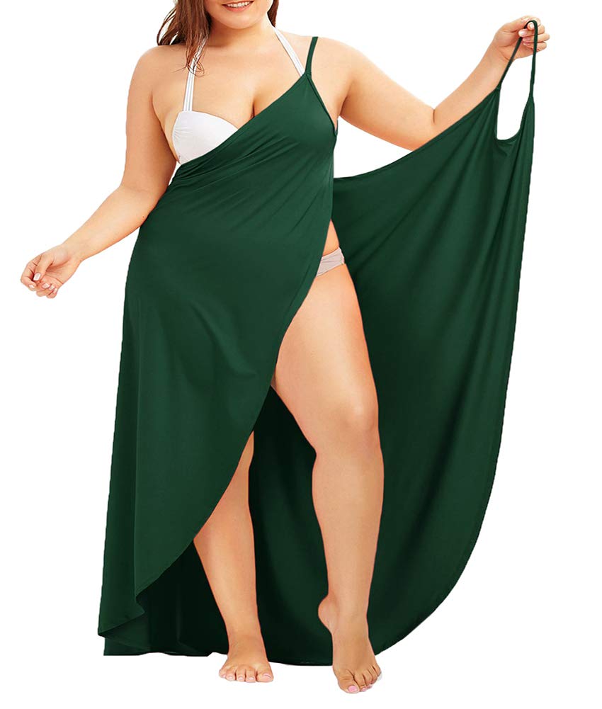 Pro Sonsy Women's Plus Size Spaghetti Strap Beach Cover Up - Backless Bikini Wrap for Summer Vacation, Pool Party & Tropical Getaway