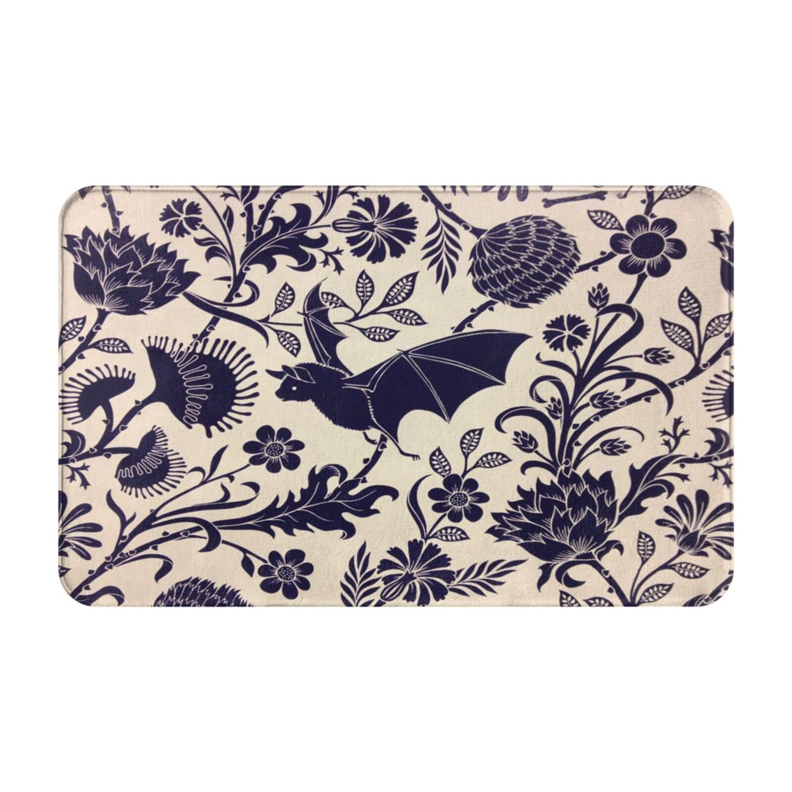 Bat Print Non-Slip Bathroom Rug - Ultra Absorbent Bath Mat & Door Mat, 19.5