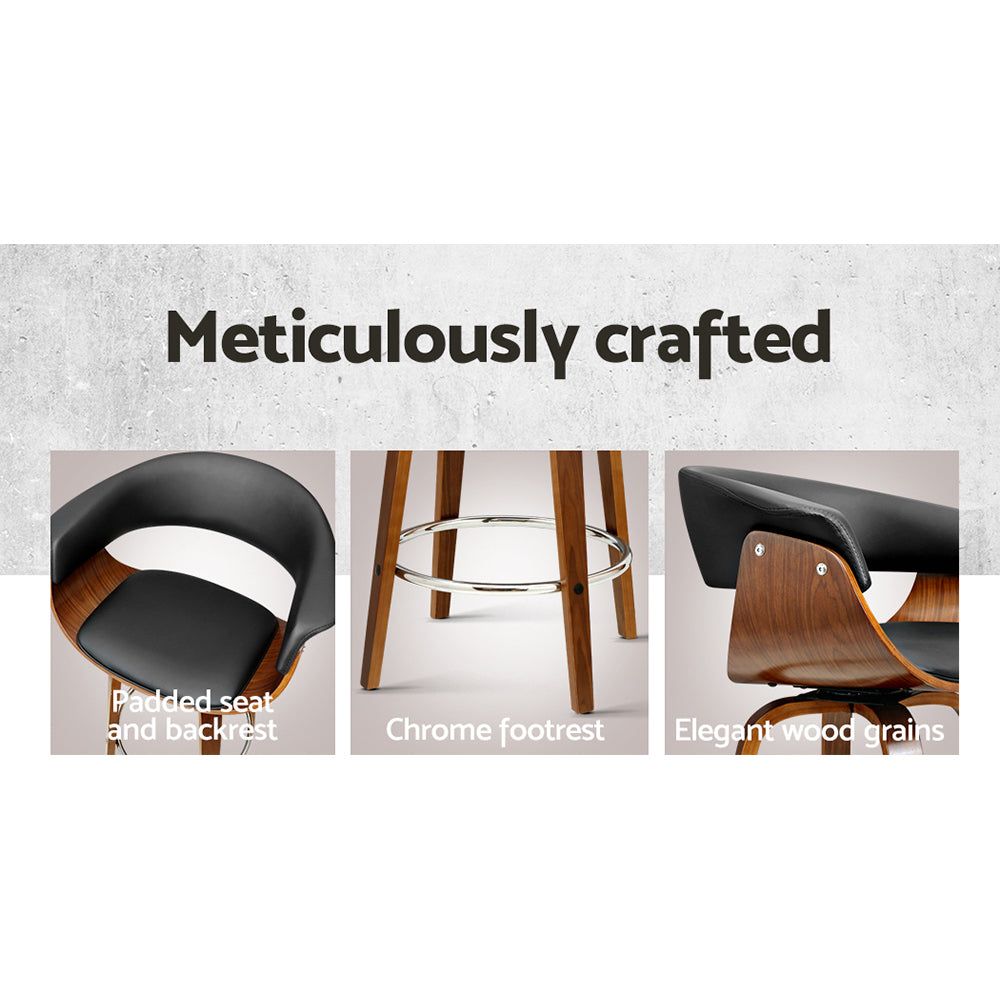 Swivel Bar Stool with PU Seat and Wooden Base - Perfect for Kitchen Islands, Bars, and Home Decor
