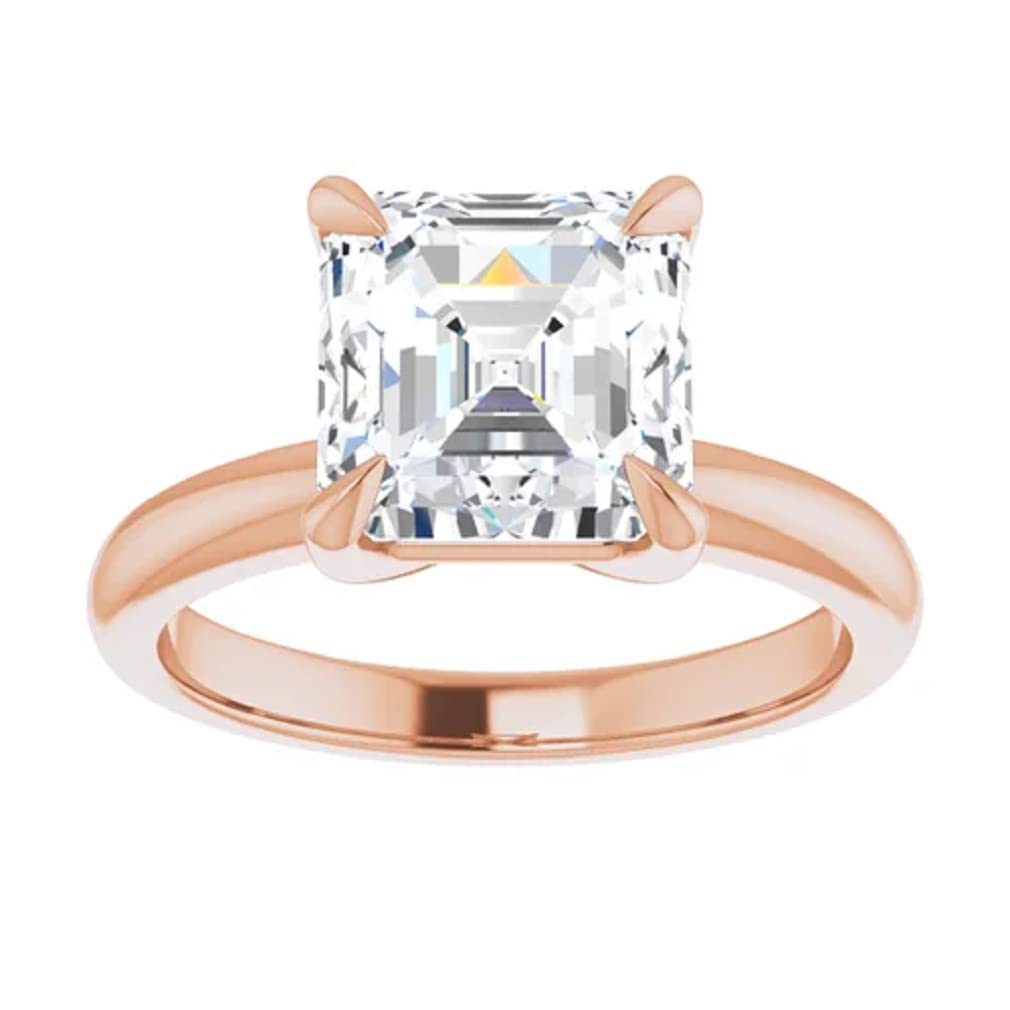 10K Solid Rose Gold Handmade Engagement Ring - 2.0 CT Asscher Cut Moissanite Diamond Solitaire Wedding Band for Women - Perfect for Proposals, Anniversaries & Bridal Jewelry Gifts
