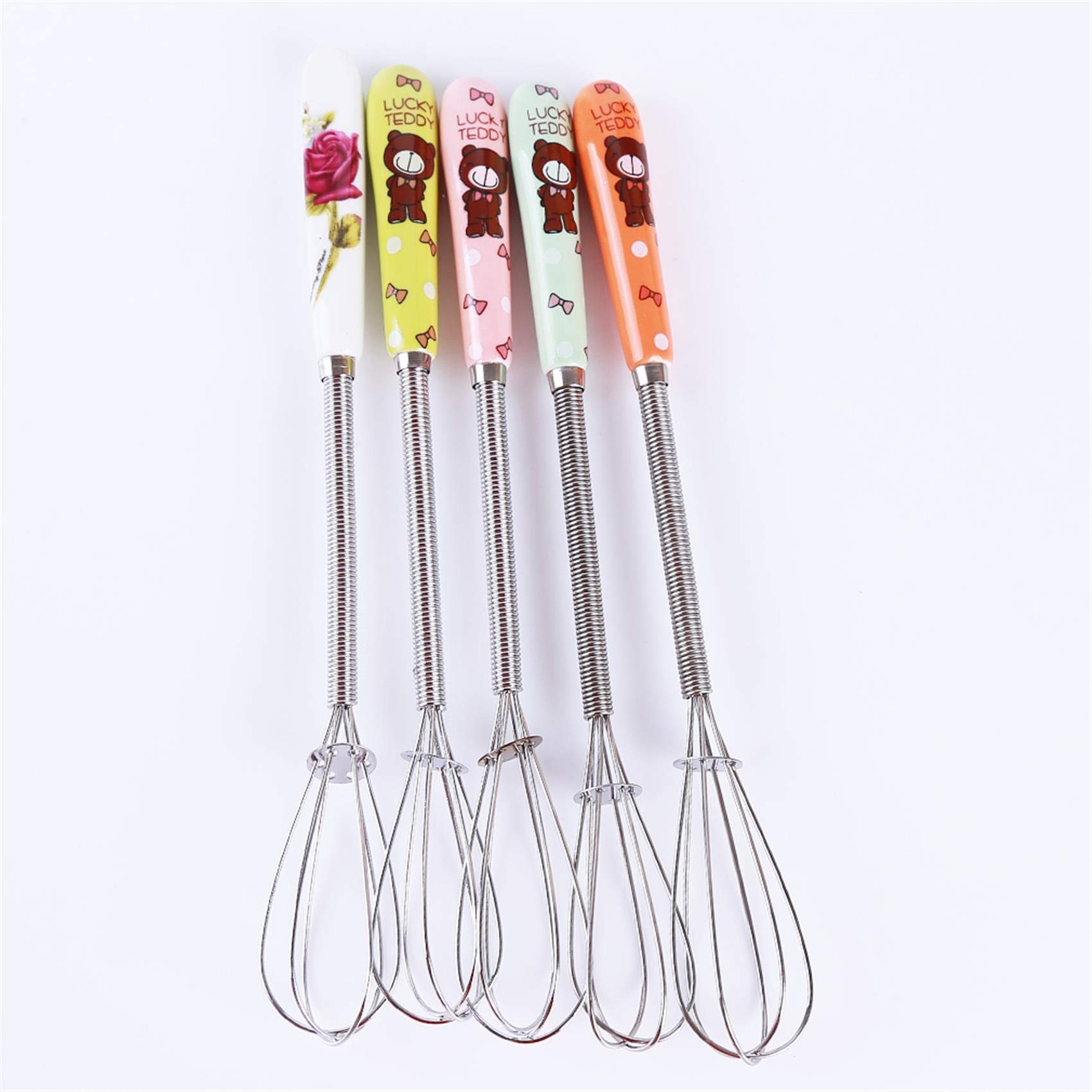 Pink Ceramic Handle Stainless Steel Egg Beater - Perfect for Baking & Cooking