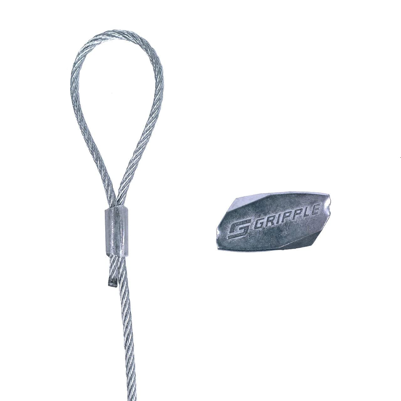 Gripple No.2 Standard Loop Hangers - Heavy Duty 100lbs Capacity Cable Hangers with Fastener for Quick Suspension - 10 Pack with 10ft Wire Rope - Perfect for Garage Storage, Hanging Plants, and DIY Home Organization Projects